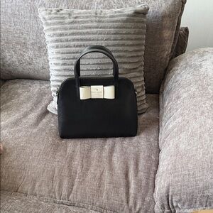 Kate Spade Black Satchel with Cream Bow with crossbody strap